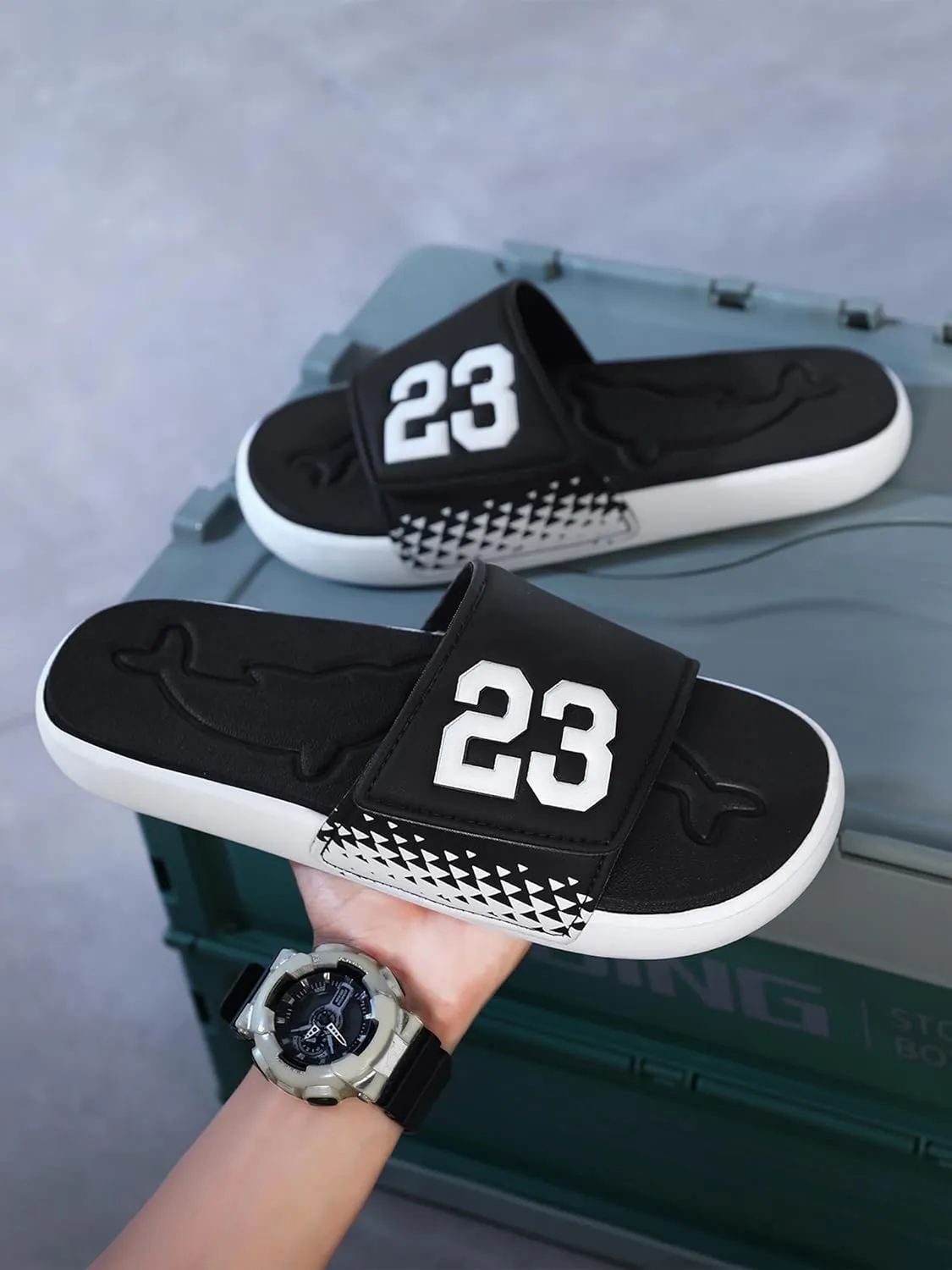 Men's Sport Slide Sandals, Flexible Midsole, Casual Beach Slides