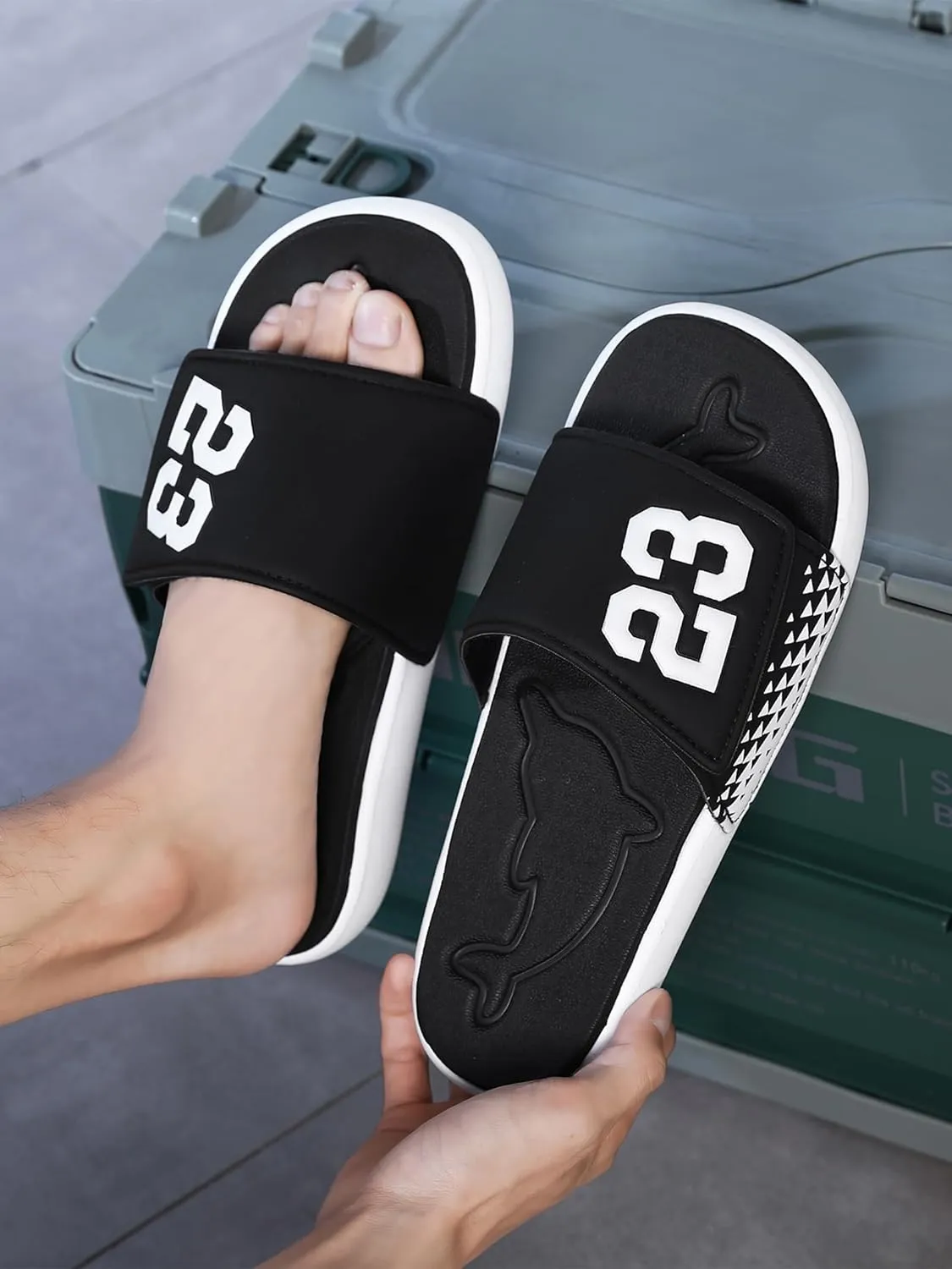 Men's Sport Slide Sandals, Flexible Midsole, Casual Beach Slides