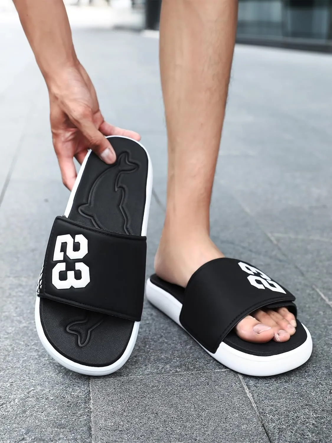 Men's Sport Slide Sandals, Flexible Midsole, Casual Beach Slides