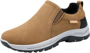Mens Suede Breathable Sneakers Solid Color Slip-in Casual Soft Walking Running Shoes Comfortable Tennis Shoes Flat Bottom Non Slip Summer Spring Mens Shoe