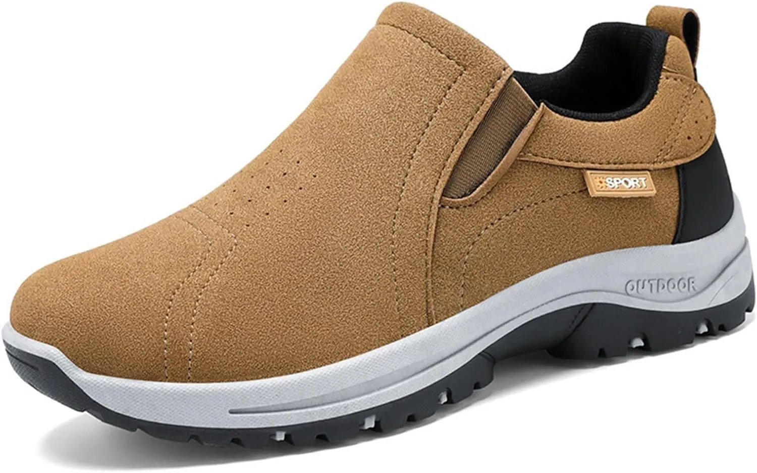 Mens Suede Breathable Sneakers Solid Color Slip-in Casual Soft Walking Running Shoes Comfortable Tennis Shoes Flat Bottom Non Slip Summer Spring Mens Shoe