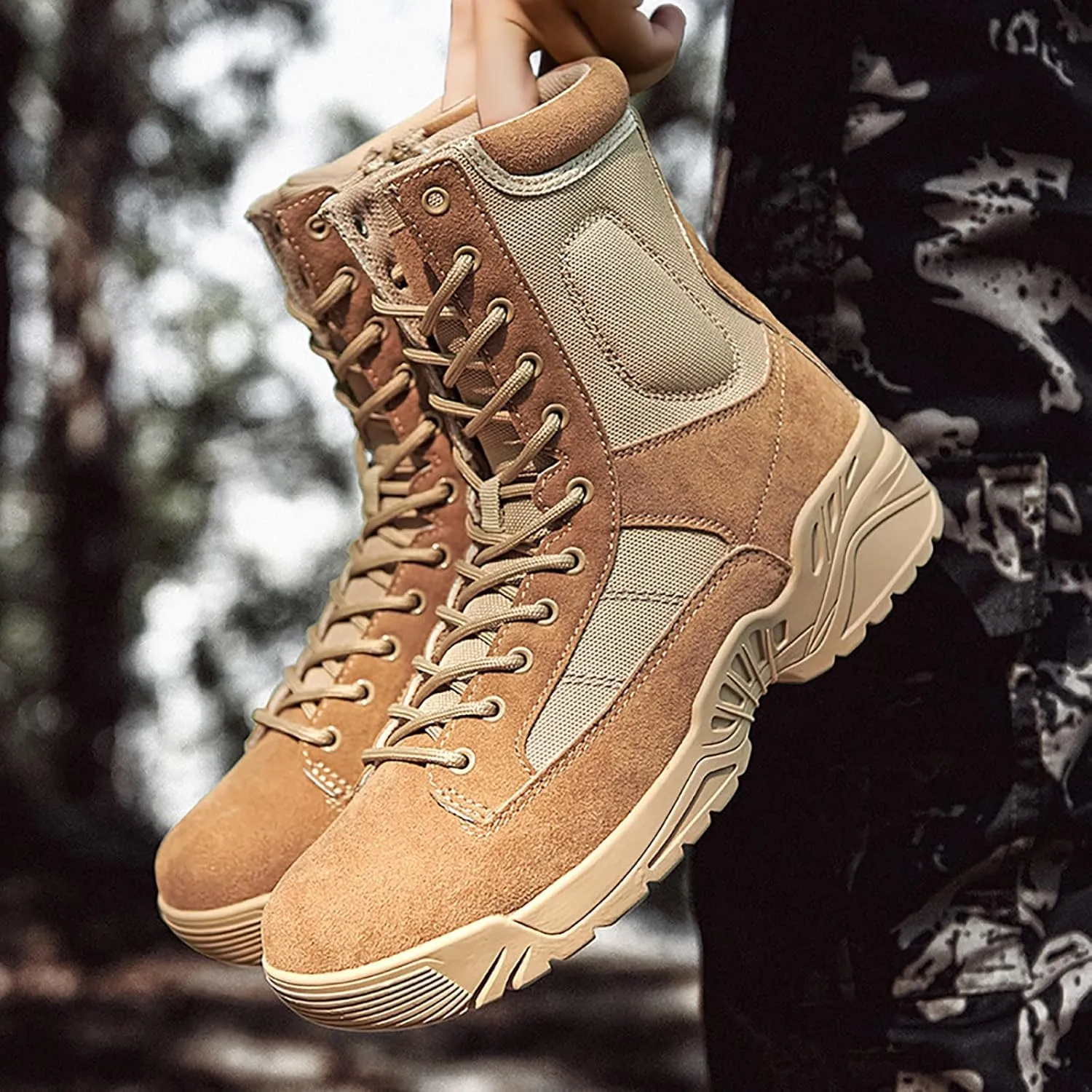 Mens Waterproof Hiking Boots Military Tactical Boots Combat Boots Breathable Police Patrol Boots Army Boots