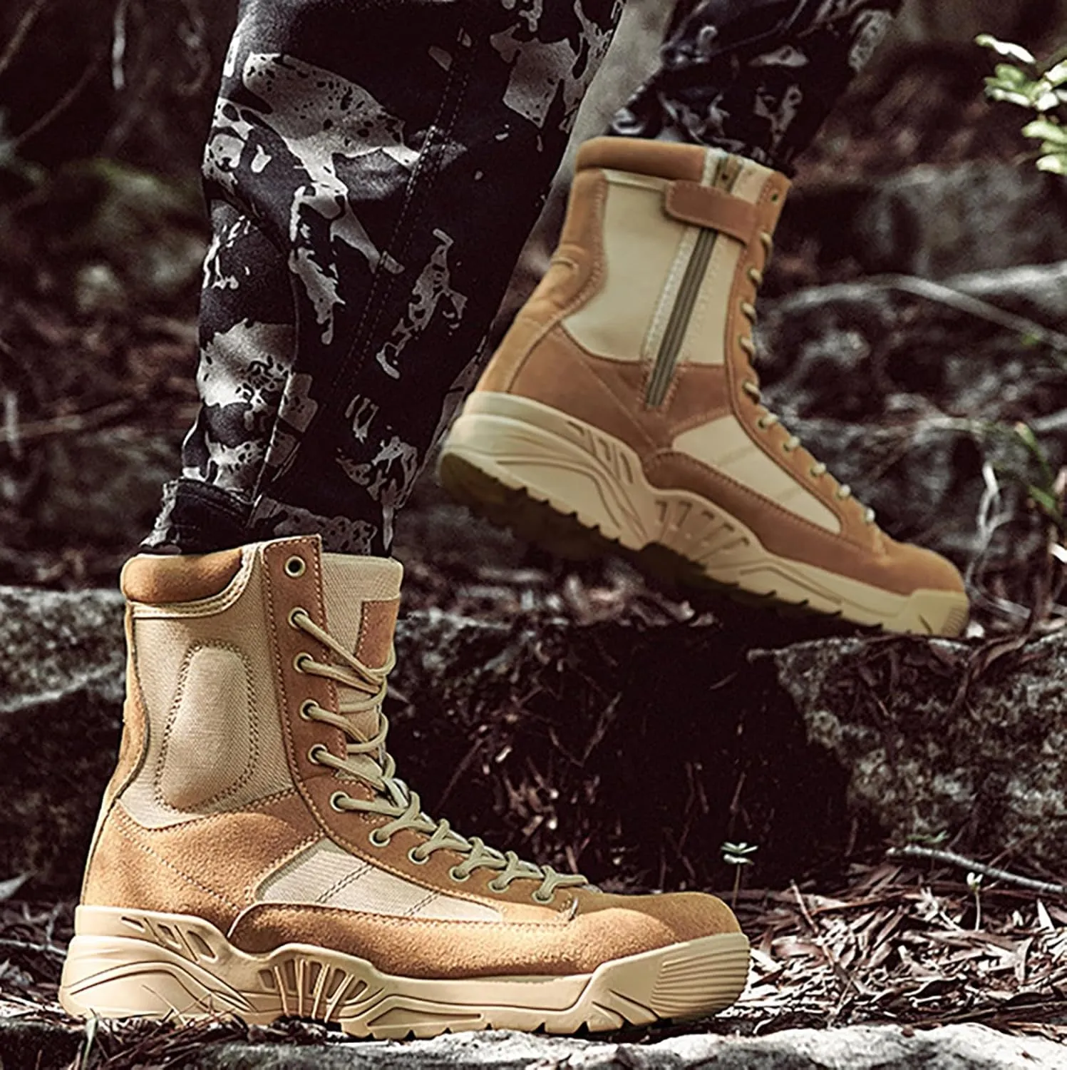 Mens Waterproof Hiking Boots Military Tactical Boots Combat Boots Breathable Police Patrol Boots Army Boots