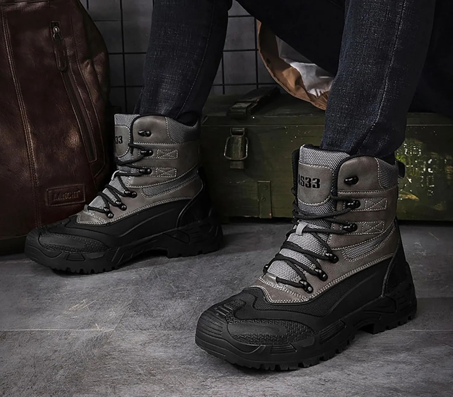 Mens Waterproof Hiking Boots Military Tactical Boots Combat Boots Breathable Police Patrol Boots Army Boots