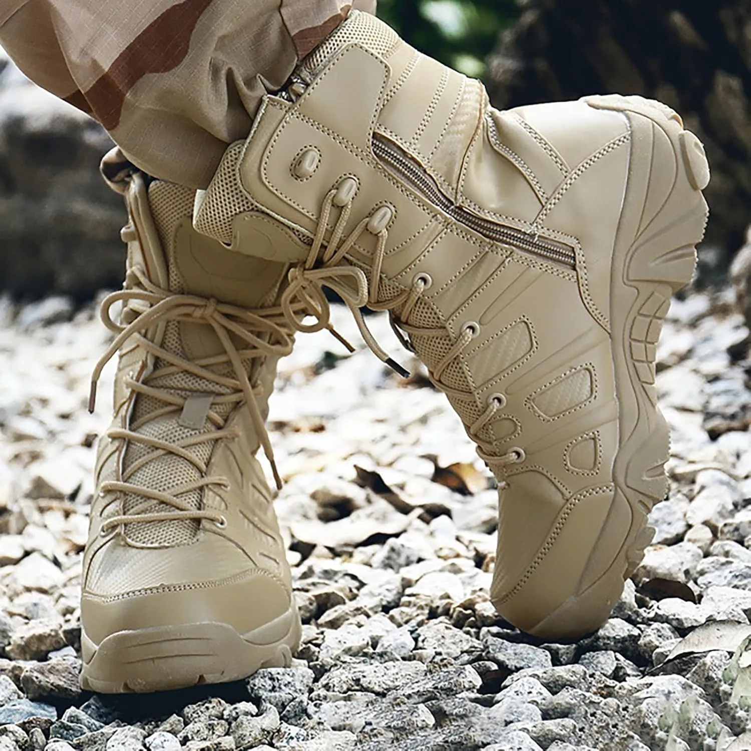 Mens Waterproof Hiking Boots Military Tactical Boots Combat Boots Breathable Police Patrol Boots Army Boots