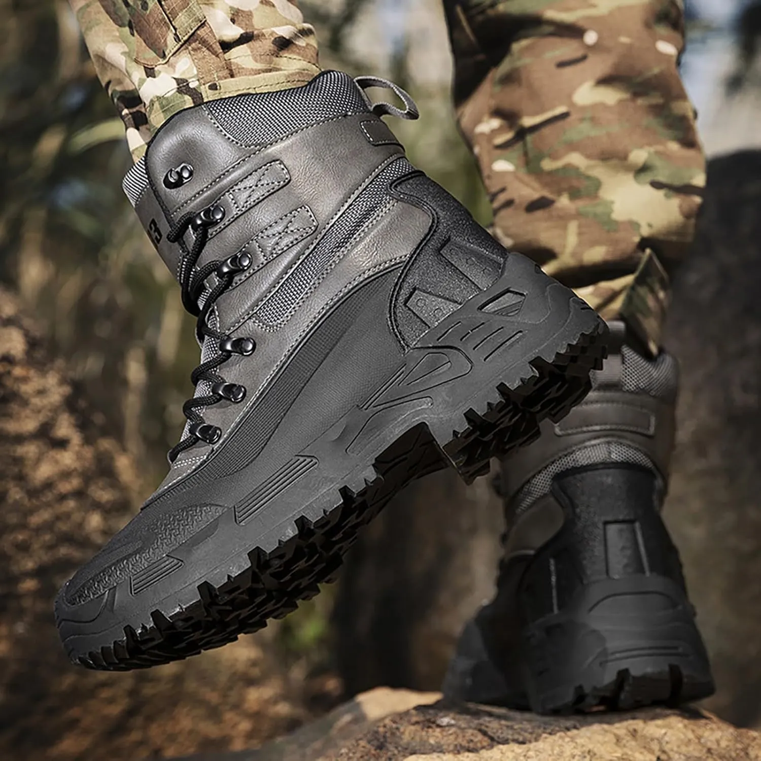 Mens Waterproof Hiking Boots Military Tactical Boots Combat Boots Breathable Police Patrol Boots Army Boots