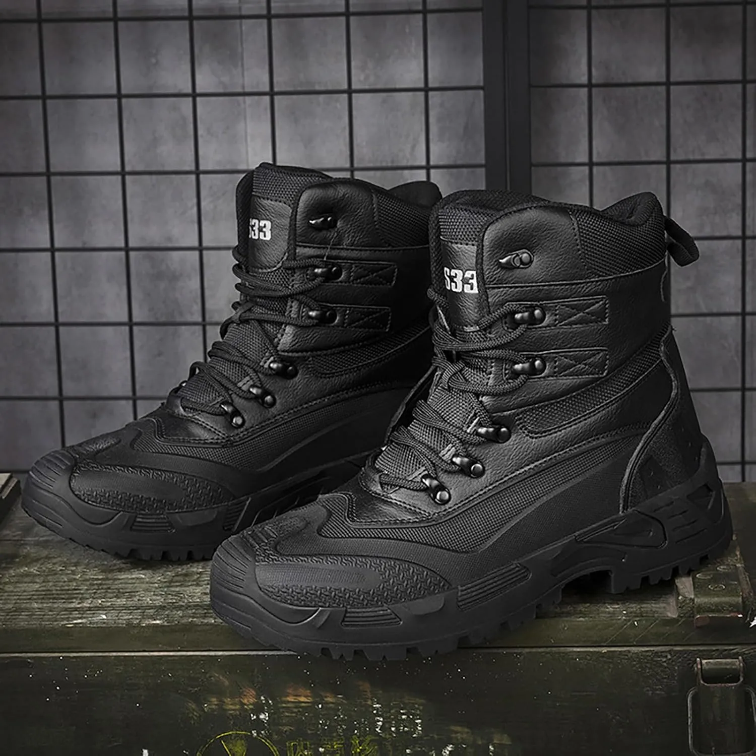 Mens Waterproof Hiking Boots Military Tactical Boots Combat Boots Breathable Police Patrol Boots Army Boots