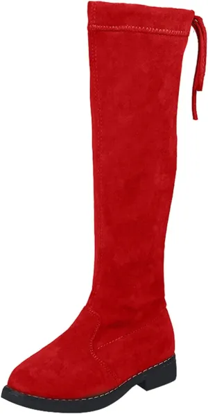 Mid Calf Girls Kids Boots Side Zipper Combat Cowgirl Boots Slip On Hiking Boots Breathable Low Heel Winter Shoes