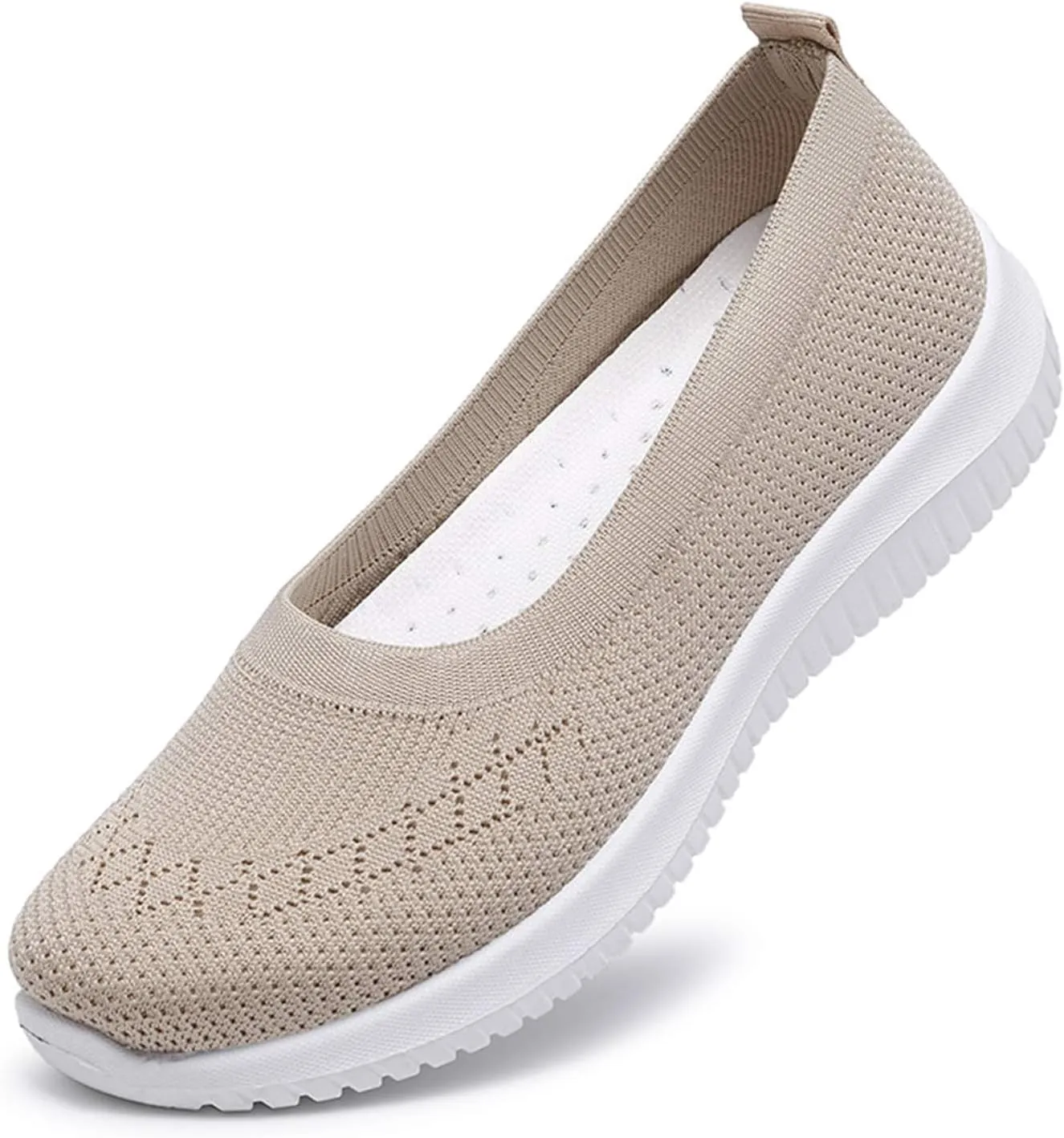 Mmoneyake Walk Shoes for Women Woven Orthopedic Breathable Soft Shoes Knit Low Wedge Dressy Ballet Shoes Arch Support Walking Shoes Slip On Diabetic Foam Shoes Sneakers