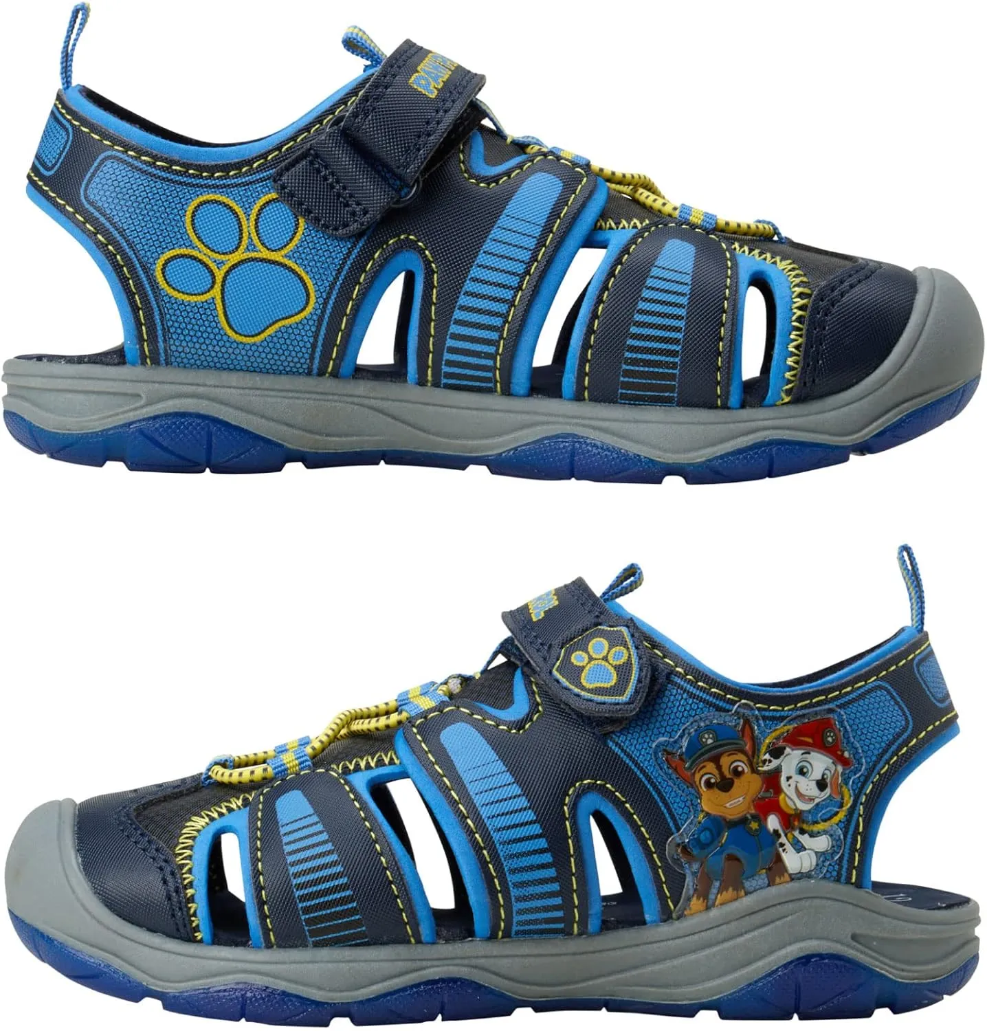 Nickelodeon Boys' Paw Patrol Shoes - Chase and Marshall Light Up Closed Toe Sport Sandals (6T-12)
