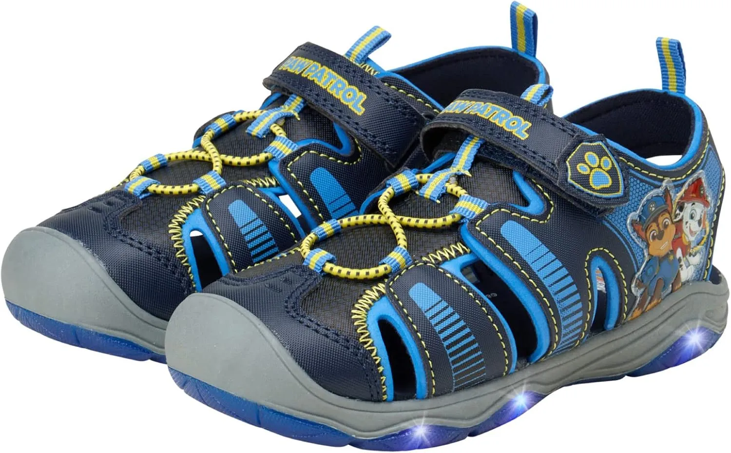 Nickelodeon Boys' Paw Patrol Shoes - Chase and Marshall Light Up Closed Toe Sport Sandals (6T-12)