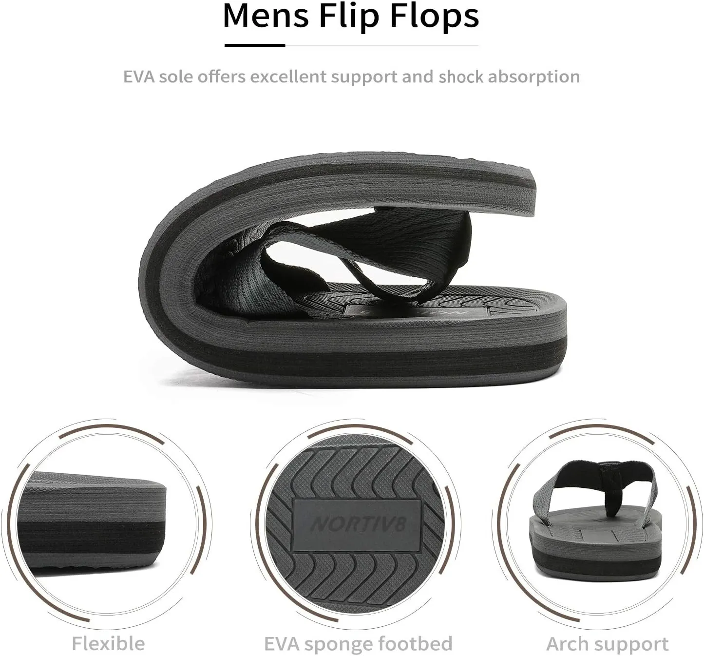 NORTIV 8 Men's Flip Flops Thong Sandals Comfortable Light Weight Beach Shoes REVIVA