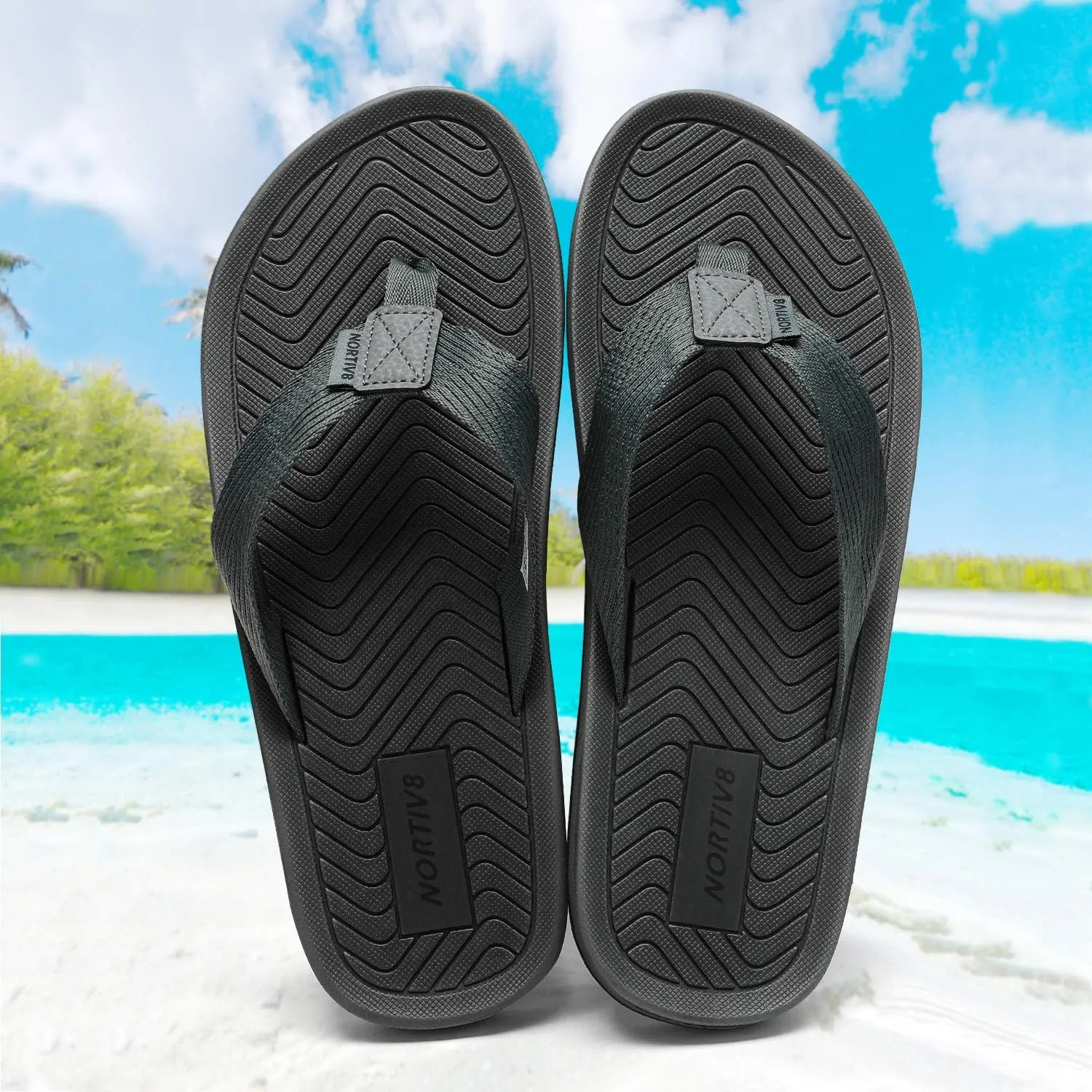 NORTIV 8 Men's Flip Flops Thong Sandals Comfortable Light Weight Beach Shoes REVIVA