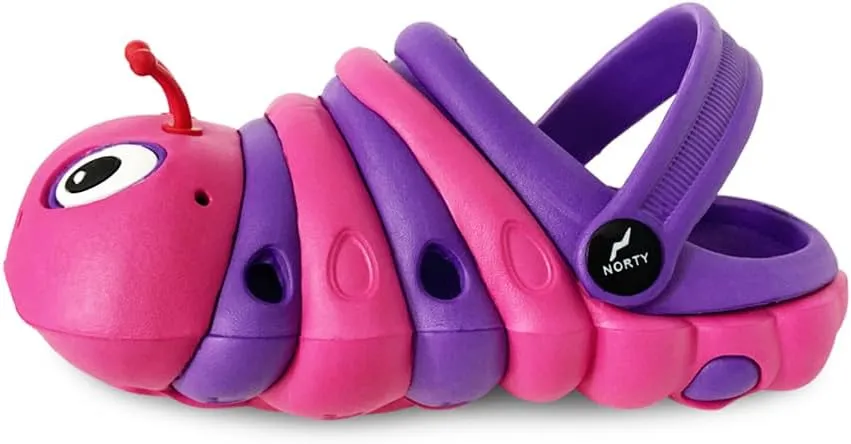 NORTY Toddler Clogs - Fun Baby Clogs With Comfortable Back Strap - Caterpillar Shoes for Kids - Playful Bug Shoes