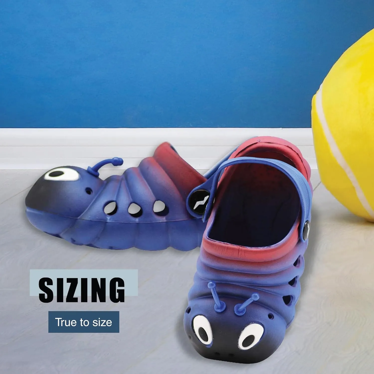 NORTY Toddler Clogs - Fun Baby Clogs With Comfortable Back Strap - Caterpillar Shoes for Kids - Playful Bug Shoes