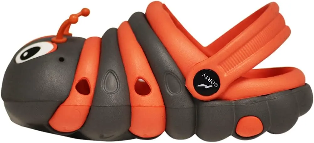 NORTY Toddler Clogs - Fun Baby Clogs With Comfortable Back Strap - Caterpillar Shoes for Kids - Playful Bug Shoes