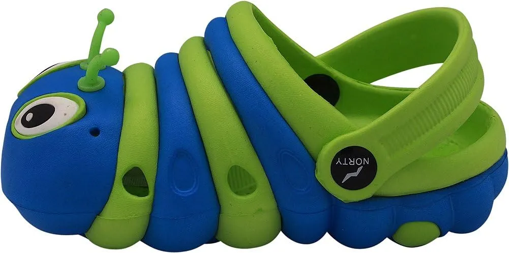 NORTY Toddler Clogs - Fun Baby Clogs With Comfortable Back Strap - Caterpillar Shoes for Kids - Playful Bug Shoes