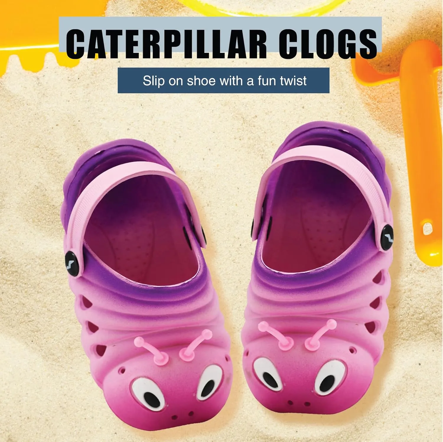 NORTY Toddler Clogs - Fun Baby Clogs With Comfortable Back Strap - Caterpillar Shoes for Kids - Playful Bug Shoes