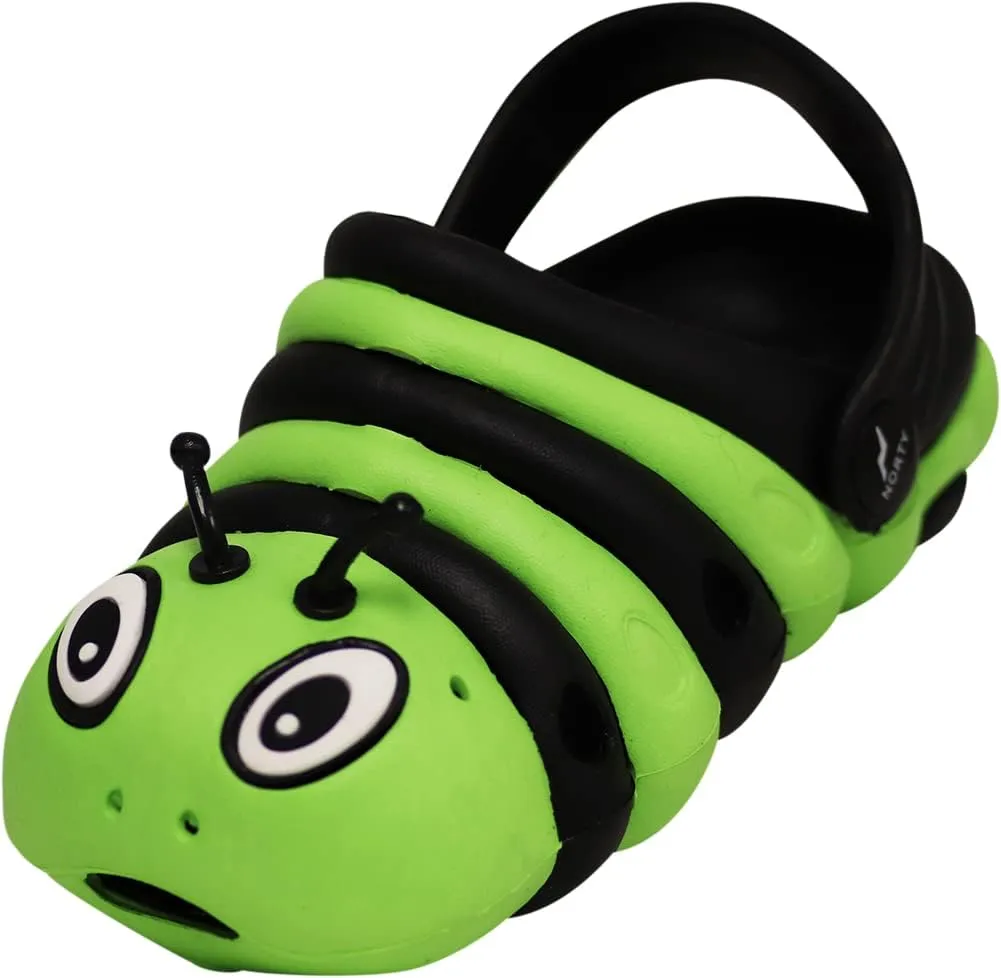 NORTY Toddler Clogs - Fun Baby Clogs With Comfortable Back Strap - Caterpillar Shoes for Kids - Playful Bug Shoes