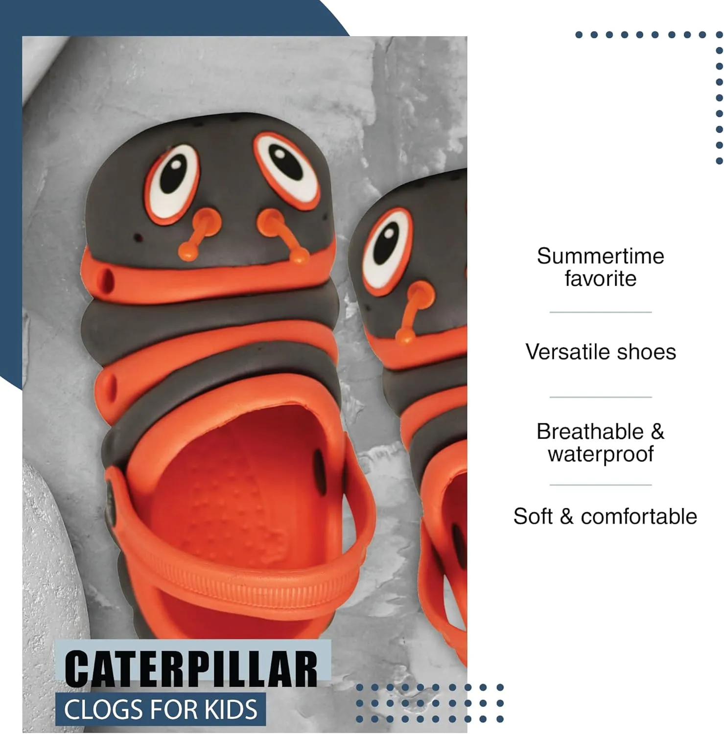 NORTY Toddler Clogs - Fun Baby Clogs With Comfortable Back Strap - Caterpillar Shoes for Kids - Playful Bug Shoes