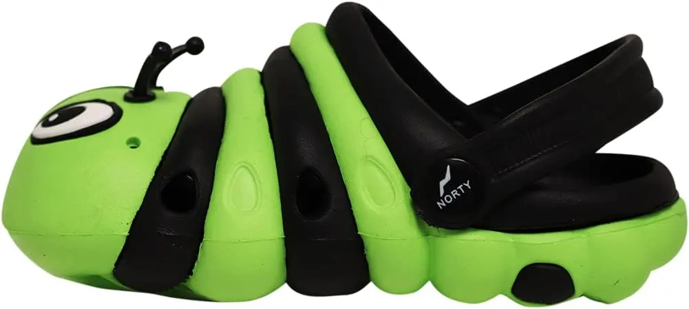 NORTY Toddler Clogs - Fun Baby Clogs With Comfortable Back Strap - Caterpillar Shoes for Kids - Playful Bug Shoes
