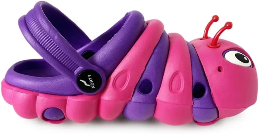NORTY Toddler Clogs - Fun Baby Clogs With Comfortable Back Strap - Caterpillar Shoes for Kids - Playful Bug Shoes