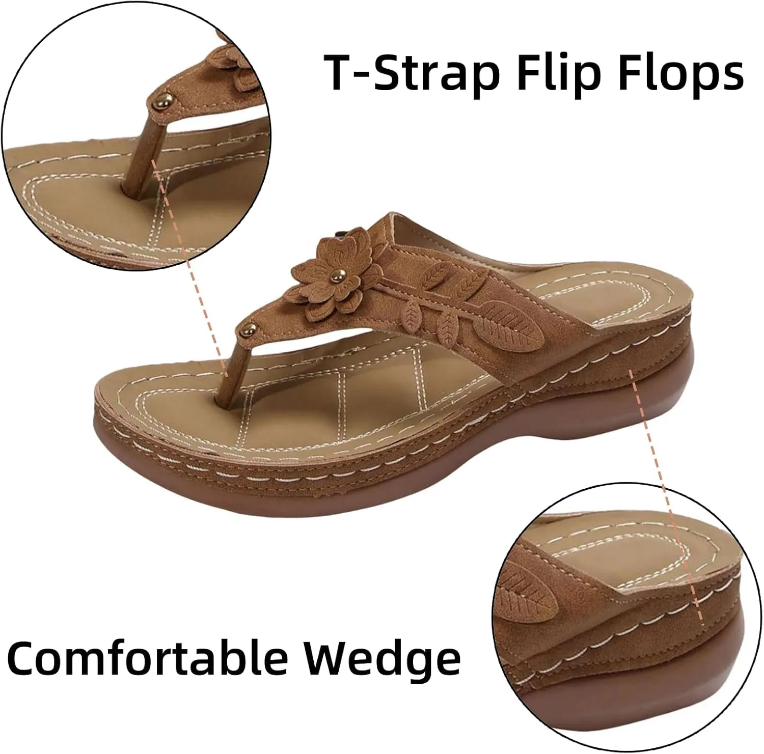 Orthopedic Sandals for Women Arch Support Flip Flops Open Toe Slippers Platform Wedge Sandals Walking Shoes