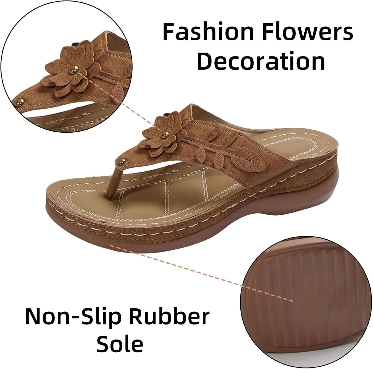 Orthopedic Sandals for Women Arch Support Flip Flops Open Toe Slippers Platform Wedge Sandals Walking Shoes