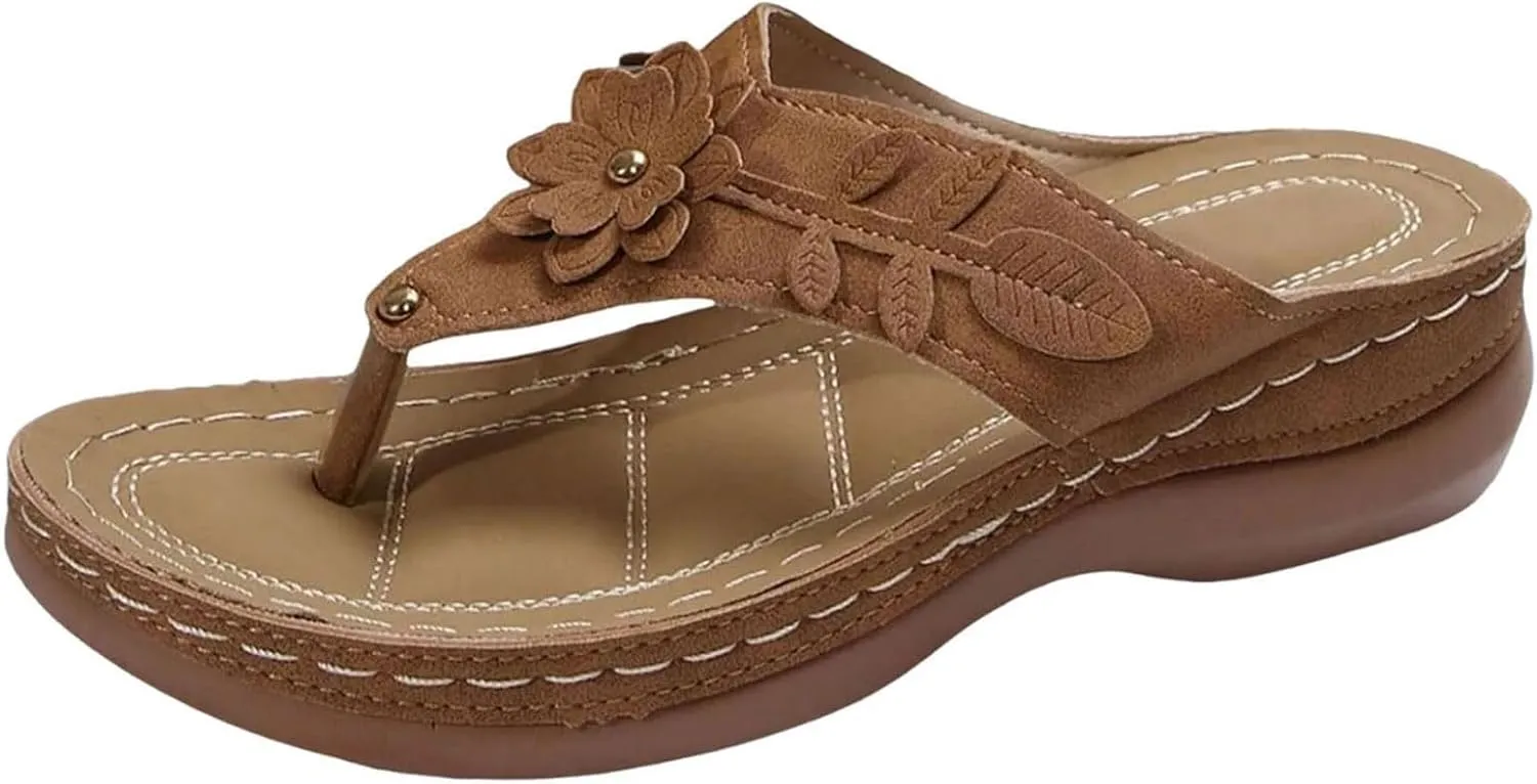 Orthopedic Sandals for Women Arch Support Flip Flops Open Toe Slippers Platform Wedge Sandals Walking Shoes