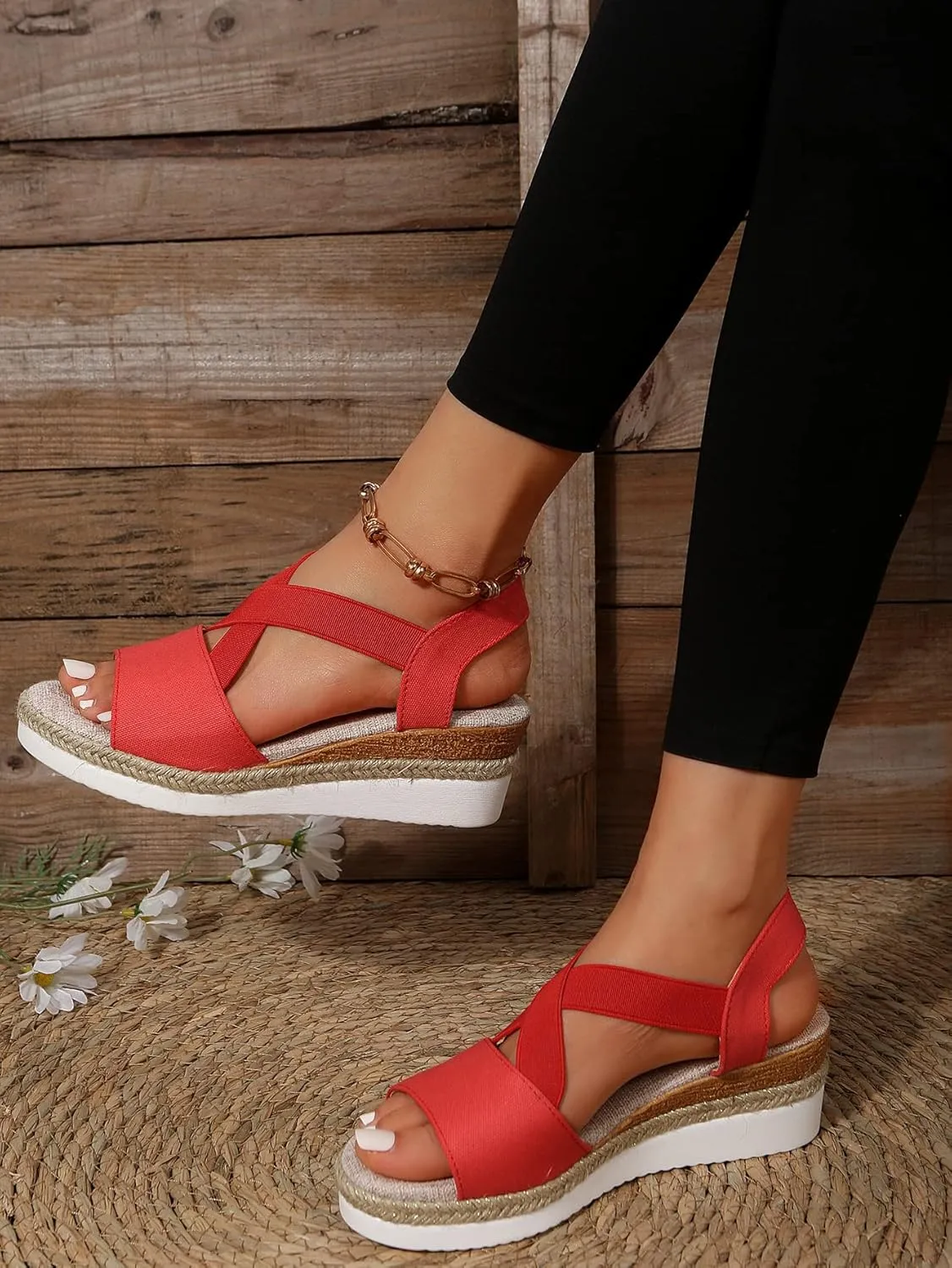 Orthopedic Sandals for Women - Summer Dressy 2025 Flat Open Toe Casual Strappy Shoes Ankle Strap Espadrilles Sandal Fashion Trendy Slip on Sandals Beach Dress Comfortable Sandal