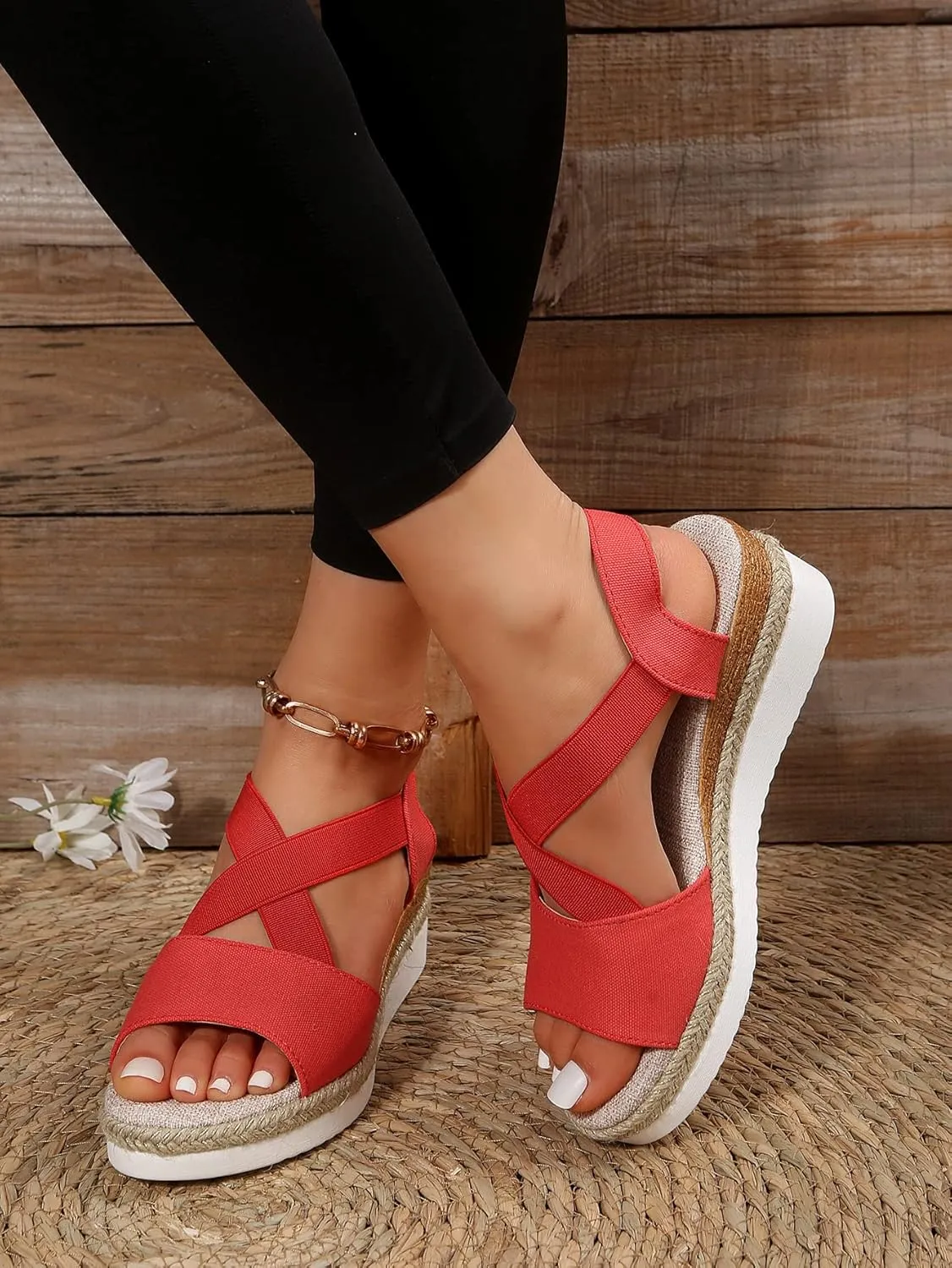 Orthopedic Sandals for Women - Summer Dressy 2025 Flat Open Toe Casual Strappy Shoes Ankle Strap Espadrilles Sandal Fashion Trendy Slip on Sandals Beach Dress Comfortable Sandal