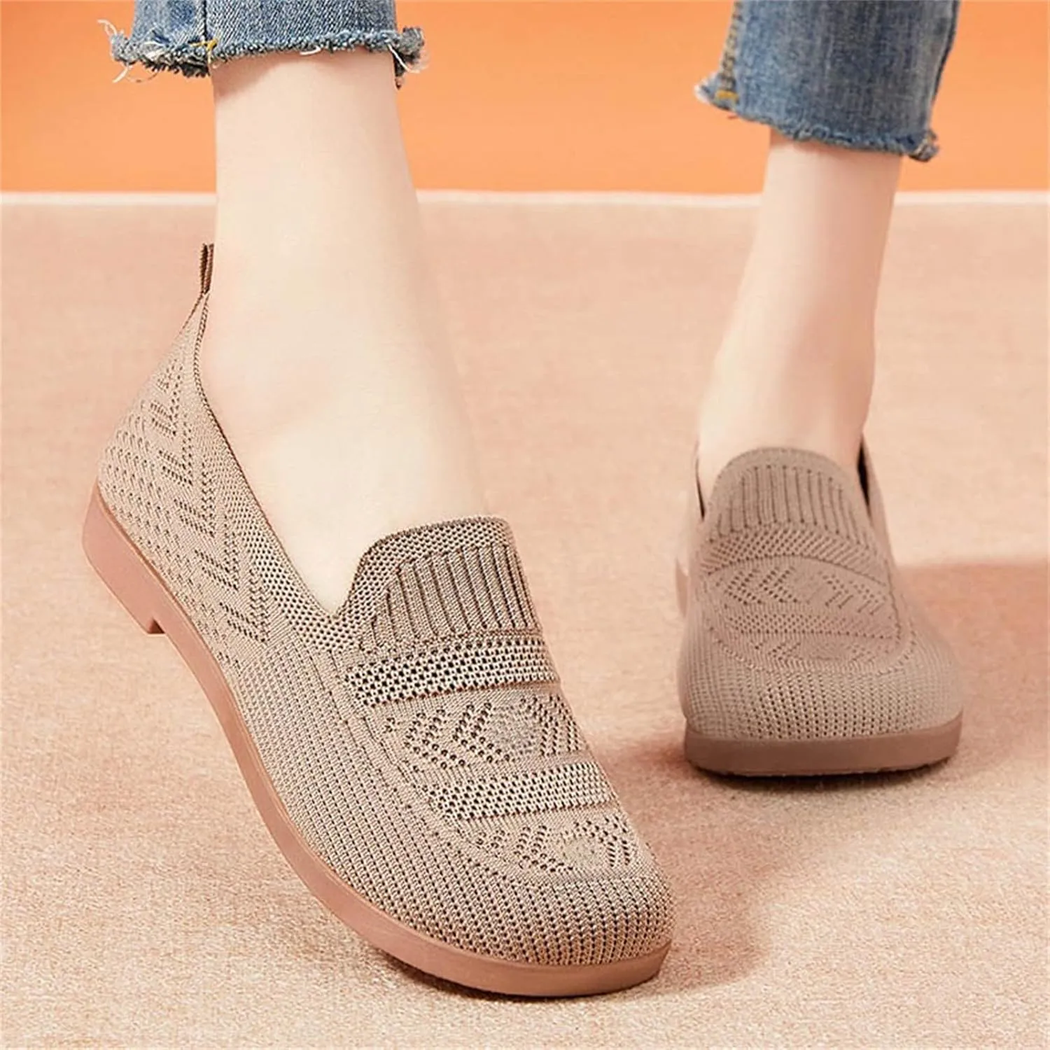Orthopedic Shoes, Women's Comfortable Breathable Knitted Sneakers, Woven Cut-Out Orthopedic Soft Arch Support Walking Shoes, Slip-On Sneakers for Women