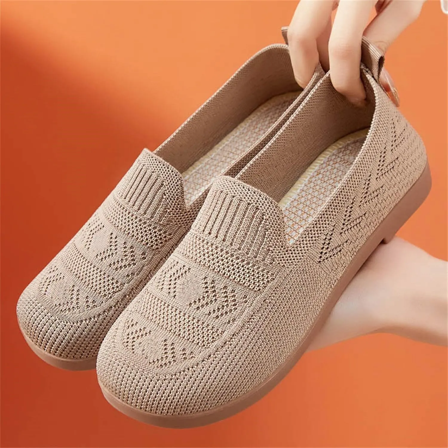Orthopedic Shoes, Women's Comfortable Breathable Knitted Sneakers, Woven Cut-Out Orthopedic Soft Arch Support Walking Shoes, Slip-On Sneakers for Women