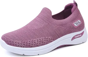 Orthopedic Sneakers for Women Arch Support Slip on Mesh Knitted Walking Shoes Breathable Non-Slip Work Shoes