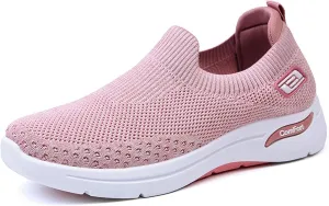 Orthopedic Sneakers for Women Breathable Lightweight Arch Support Air Cushion Slip on Walking Shoes Non Slip Soft Knitted Work Shoes