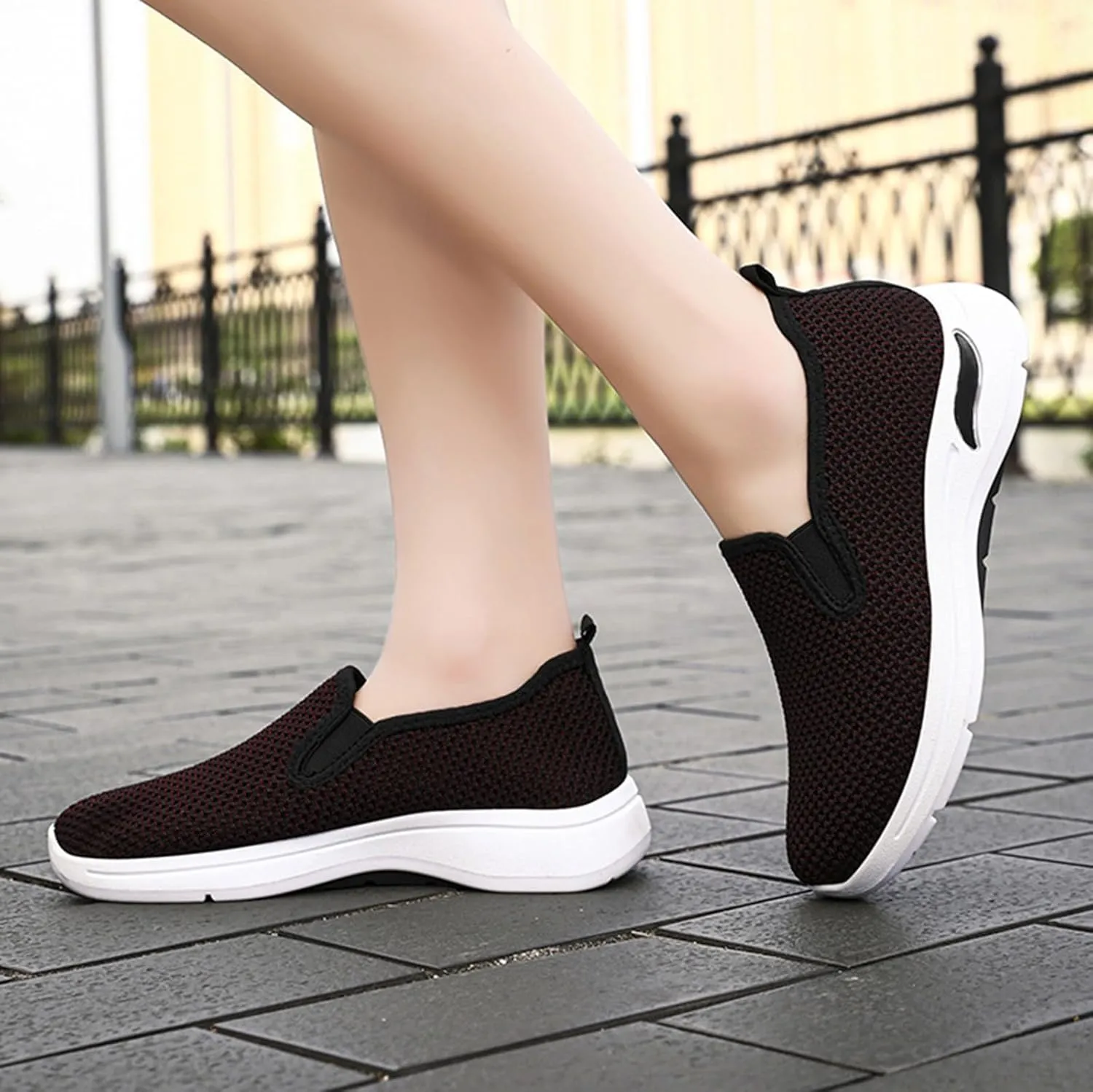 Orthopedic Walking Shoes for Women Soft Sole Slip On Casual Walking Sneakers with Arch Support Summer Mesh Sneakers