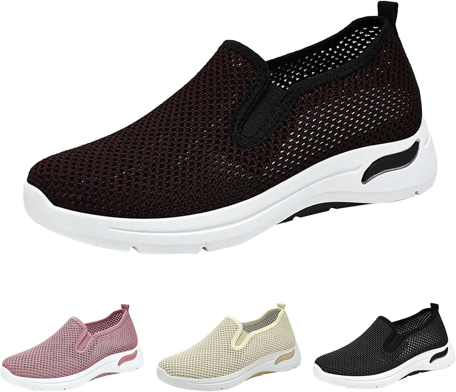 Orthopedic Walking Shoes for Women Soft Sole Slip On Casual Walking Sneakers with Arch Support Summer Mesh Sneakers