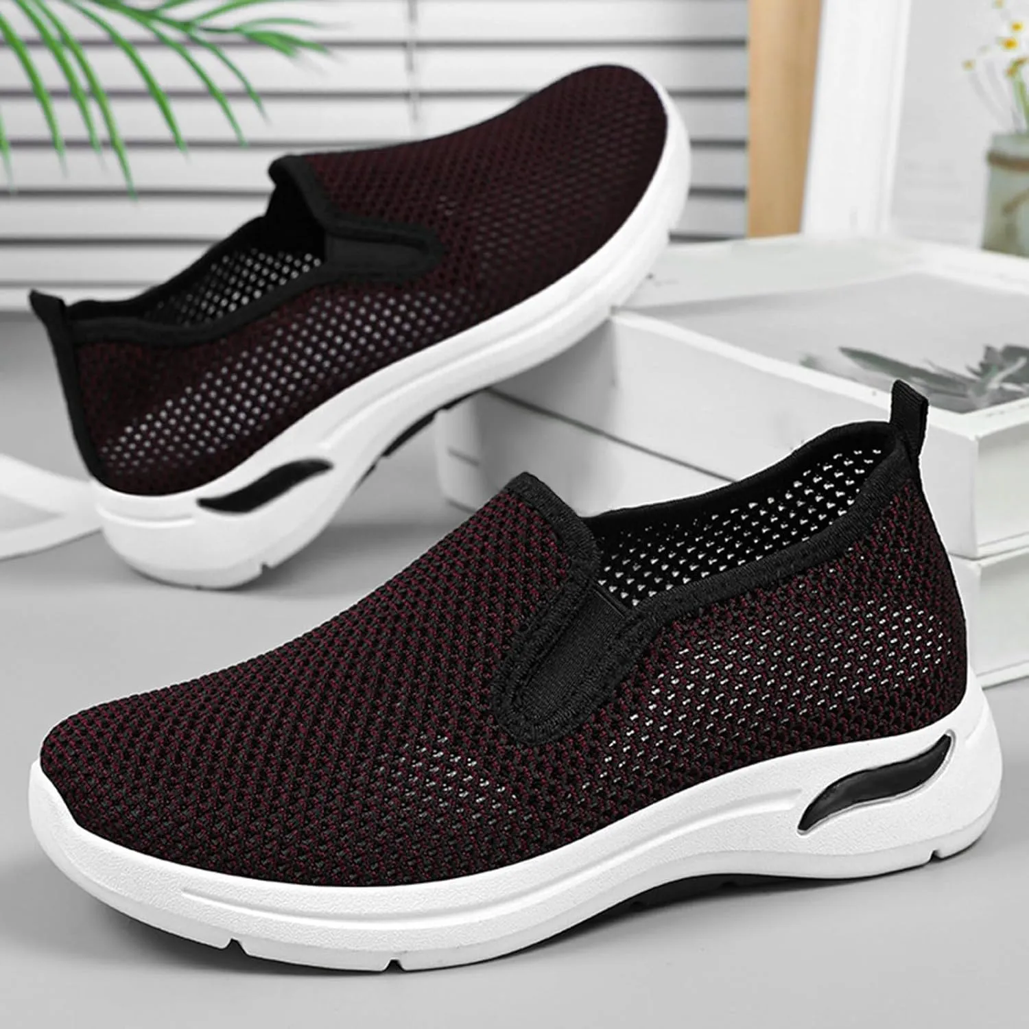 Orthopedic Walking Shoes for Women Soft Sole Slip On Casual Walking Sneakers with Arch Support Summer Mesh Sneakers