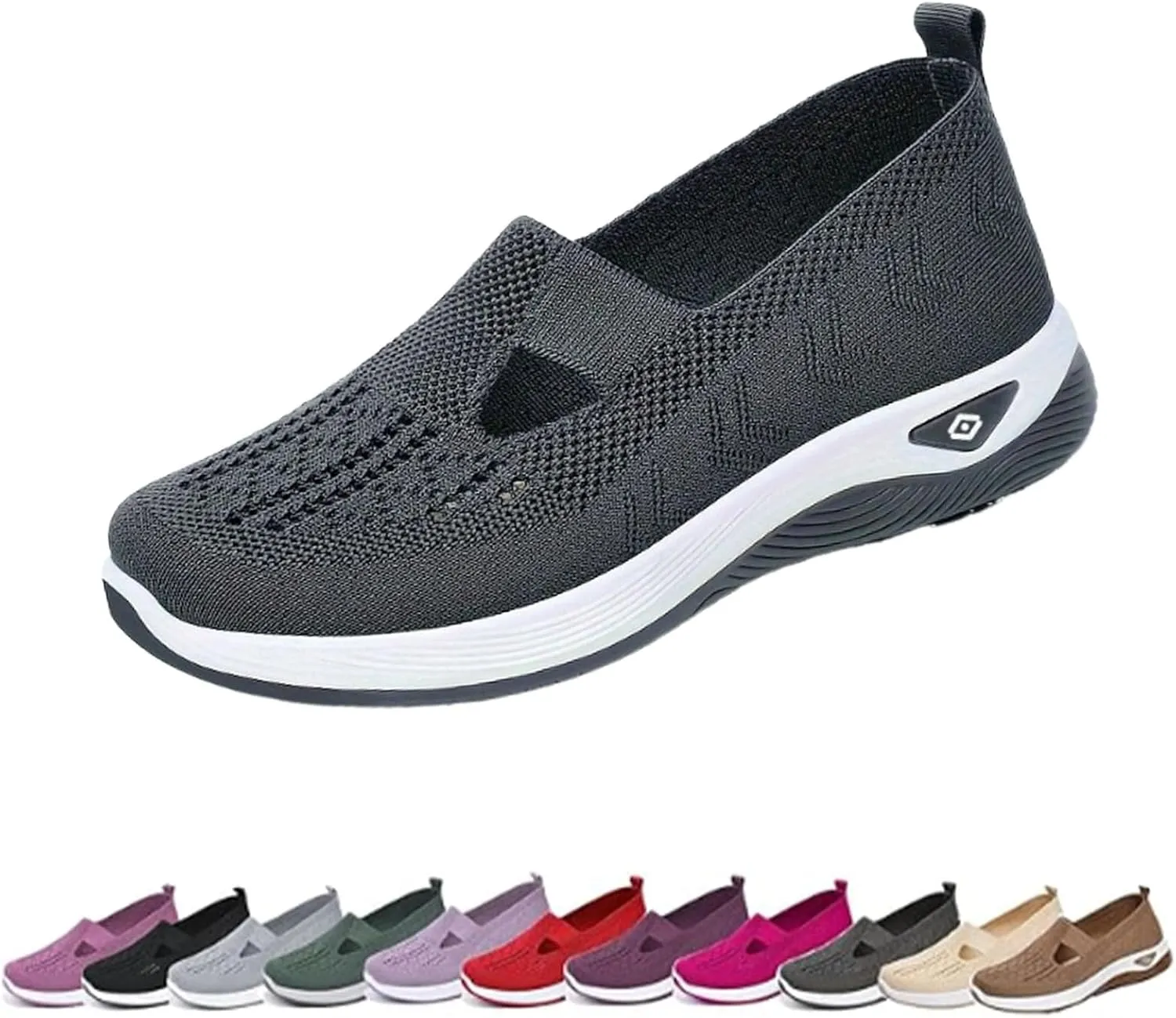Orthowalkway Womens Shoes, Spring Summer Orthopedic Arch Support Mesh Breathable Cut-Out Soft Sneakers Breathable and Comfortable
