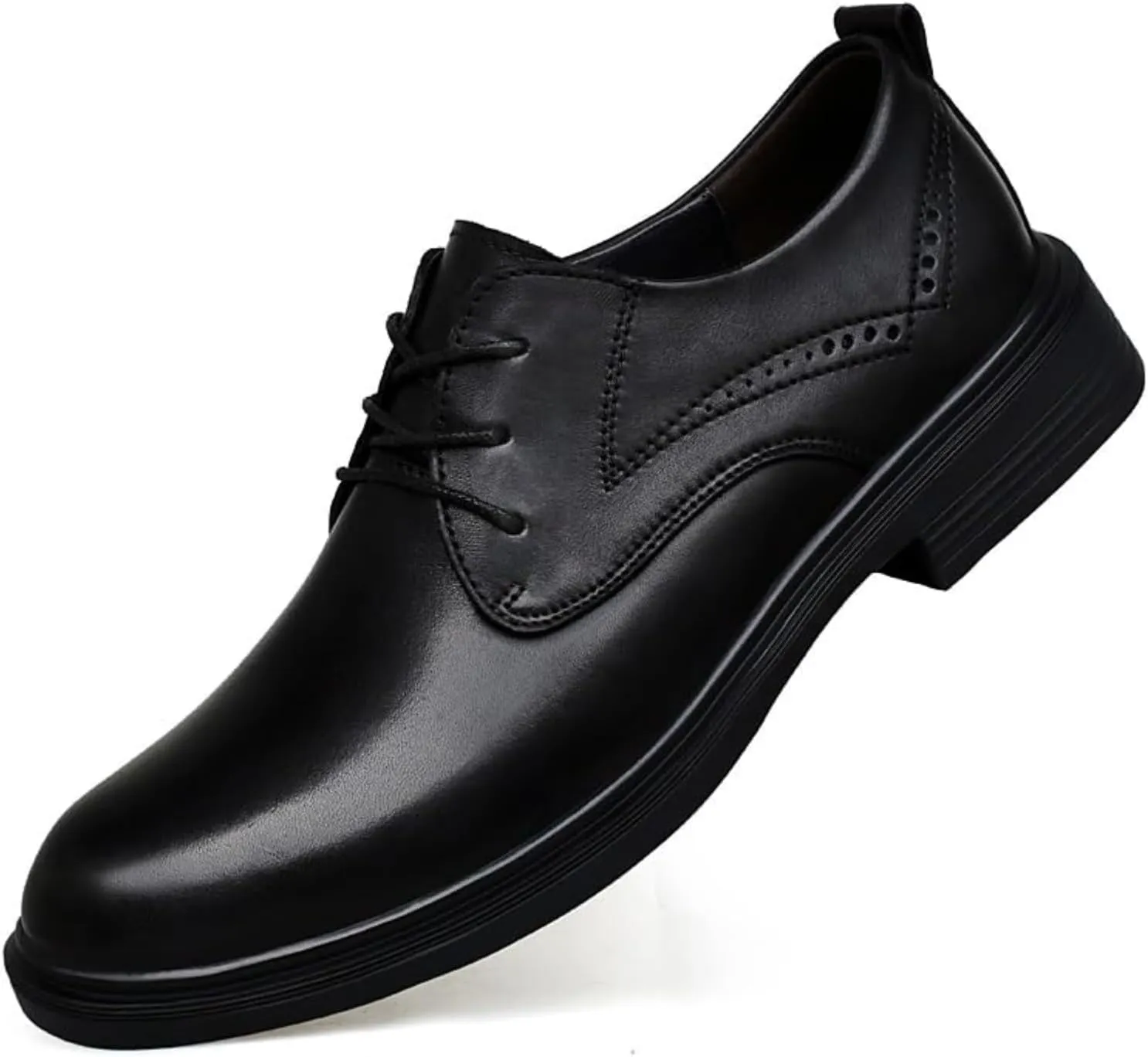 Oxford Formal Shoes for Men Lace Up Brogue Embossed Checkered Leather Anti-Slip Slip Resistant Block Heel Non Slip Low Top Classic