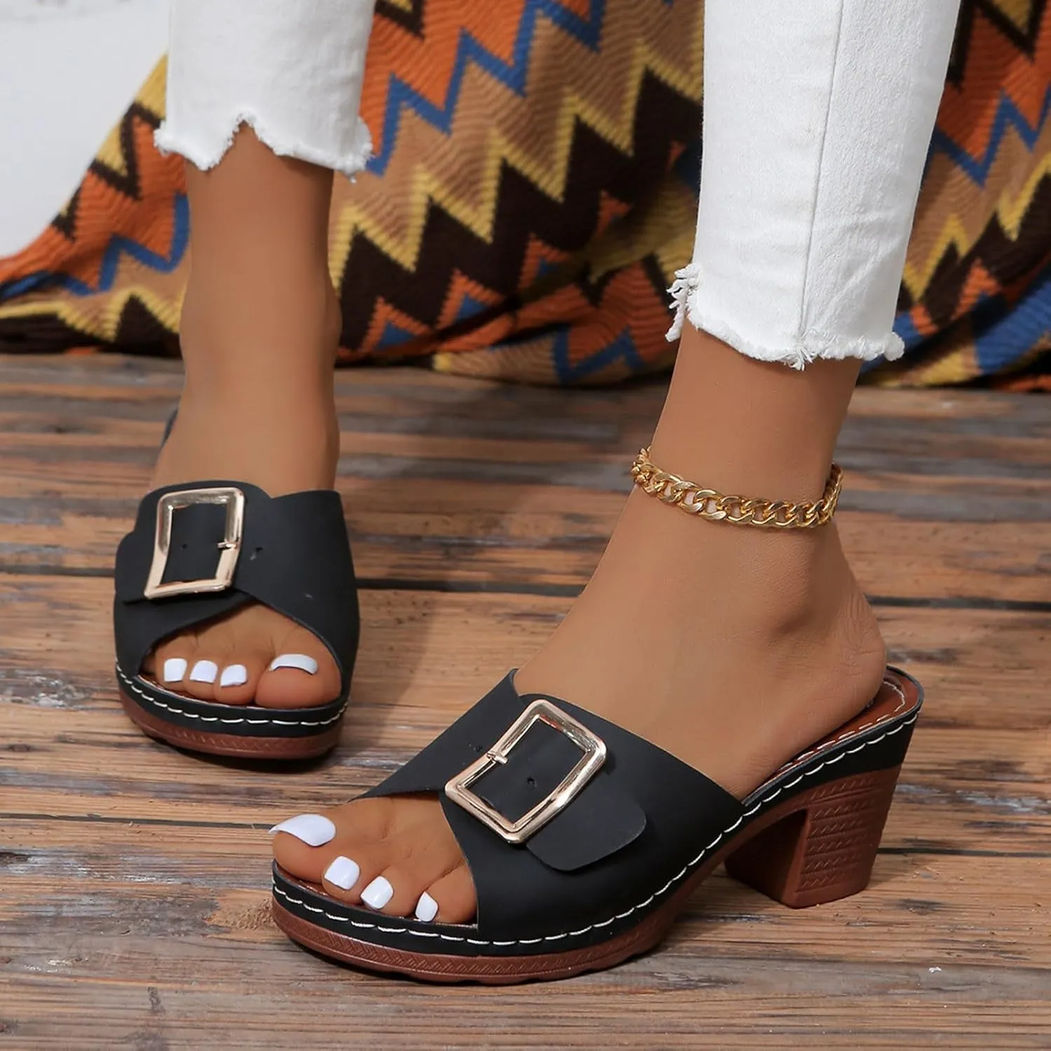 Plus Size Dressy Heeled Sandals for Women Summer Slide Trendy Open Toe Cutes 2024 Block Heel Spring Summer 2024 Sexy, 7, Black,khaki,pink