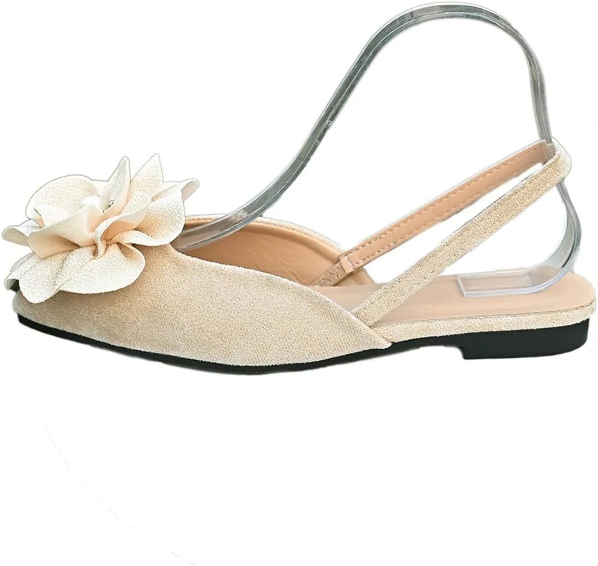 Pointed Toe Slingback Flats Women Elegant Dress Sandals Comfort Dressy Flower Slip On Flat Light Weight Ballet Shoes