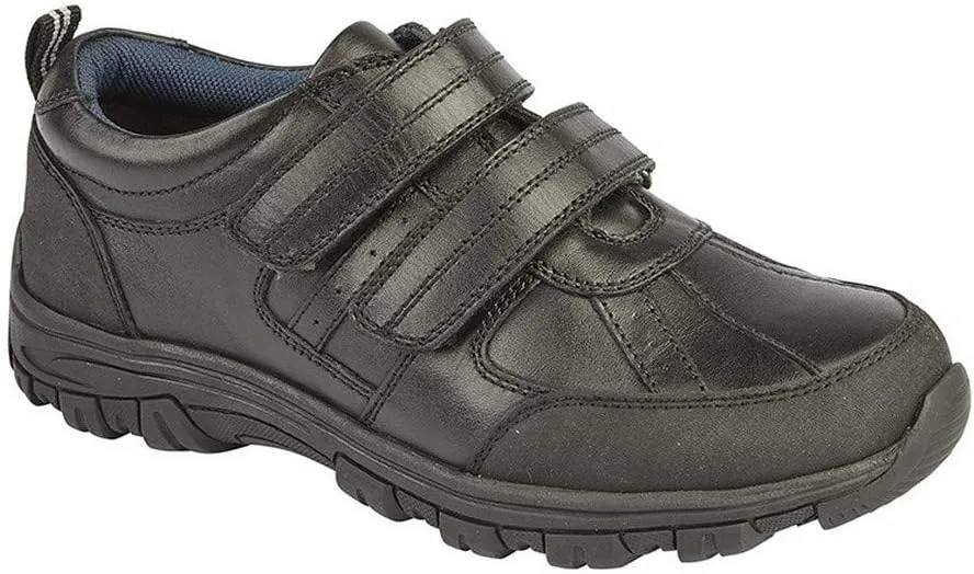 Roamers Boys Twin Touch Fastening Leather Shoe