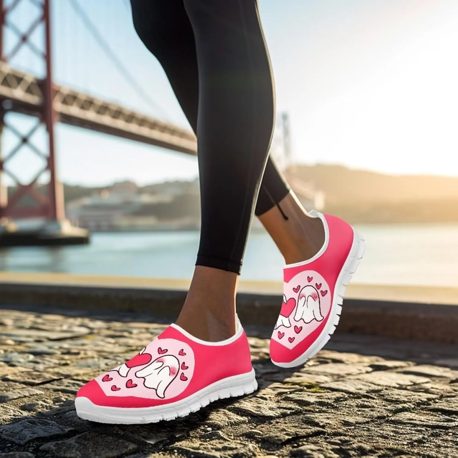 Running Shoes for Womens Mother Fashion Travel Walking Sneakers Soft Slip Ons Gym Loafers for Nursing Work Size 5.5-11.5 White Sole