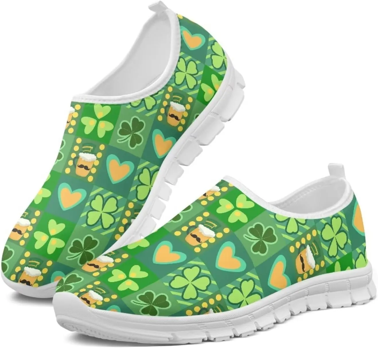 Running Shoes for Womens Mother Fashion Travel Walking Sneakers Soft Slip Ons Gym Loafers for Nursing Work Size 5.5-11.5 White Sole