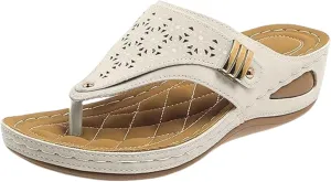 Sandals For Women 2025 Comfortable Walking Orthopedic Slippers Thong Flip Flops Low Wedge Sandals with Arch Support