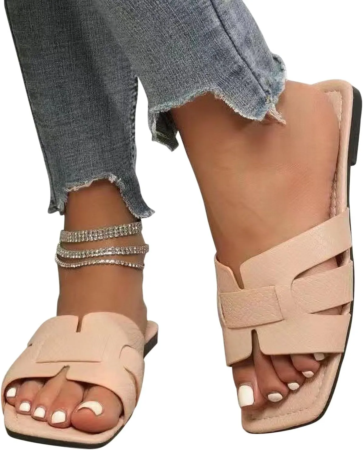 Sandals for Women 2025 Hollow Out Dressy Summer Slides Shoes Fashion Dressy Beach Vacation Shower Sandal