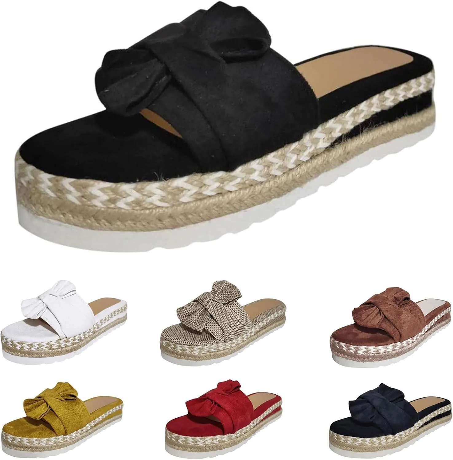Sandals for Women Flat Cute Slip On Flip Flops Casual Bowknot Slides Slippers Comfortable Beach Travel Shoes 2025 Fashion
