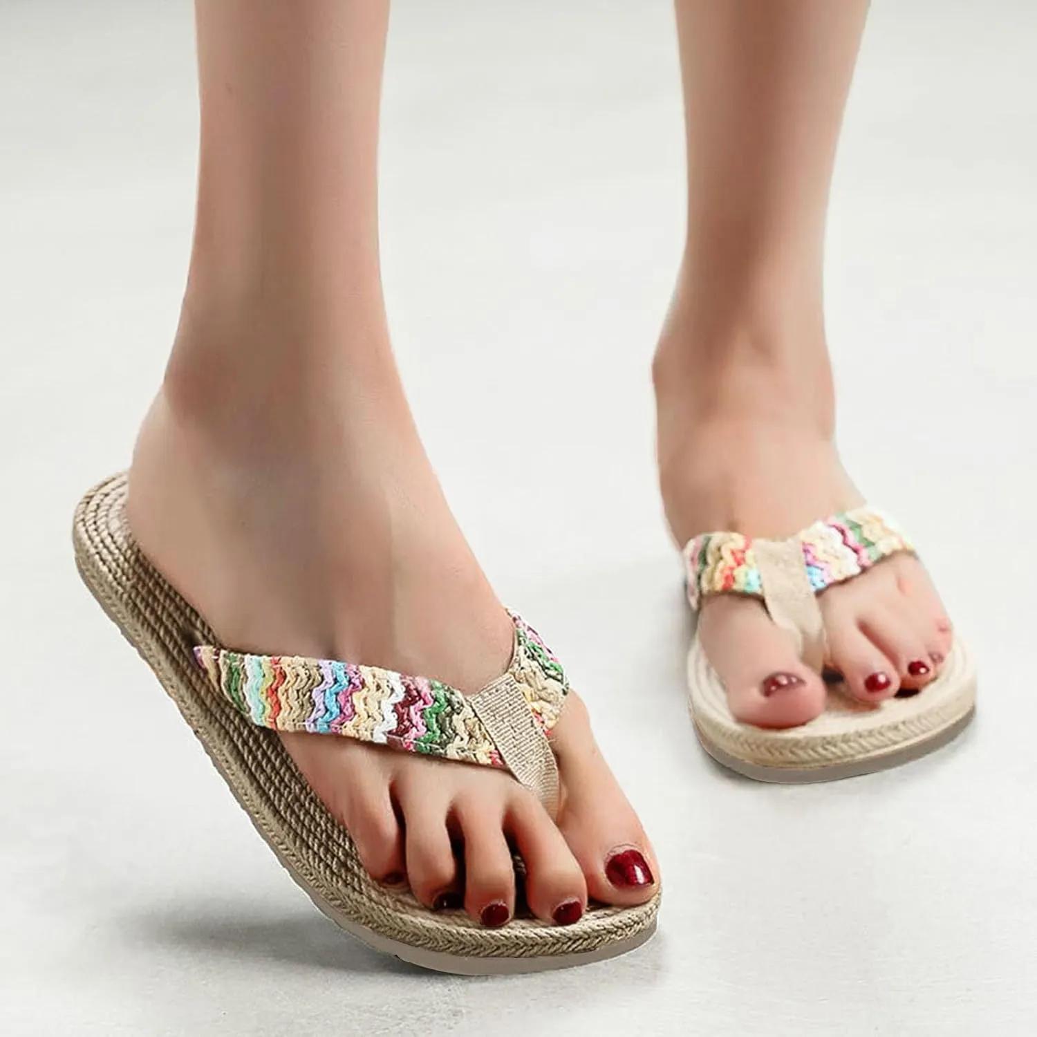 Sandals With Arch Support Slip On Flip-Flops Women's Summer Flat Slippers Colorful Fashion Sandals Spring Beach Casual