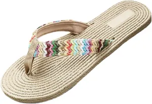 Sandals With Arch Support Slip On Flip-Flops Women's Summer Flat Slippers Colorful Fashion Sandals Spring Beach Casual